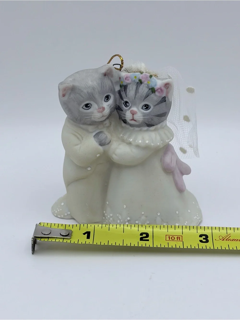 Vintage Cat Bride & Groom Ornament 1987 Wedding Kitty Cucumber Schmid B Shackman